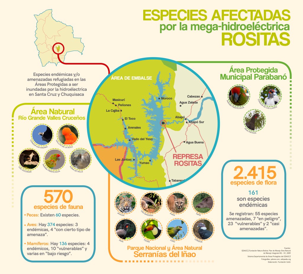 Especies afectadas por la mega-hidroeléctrica Rositas