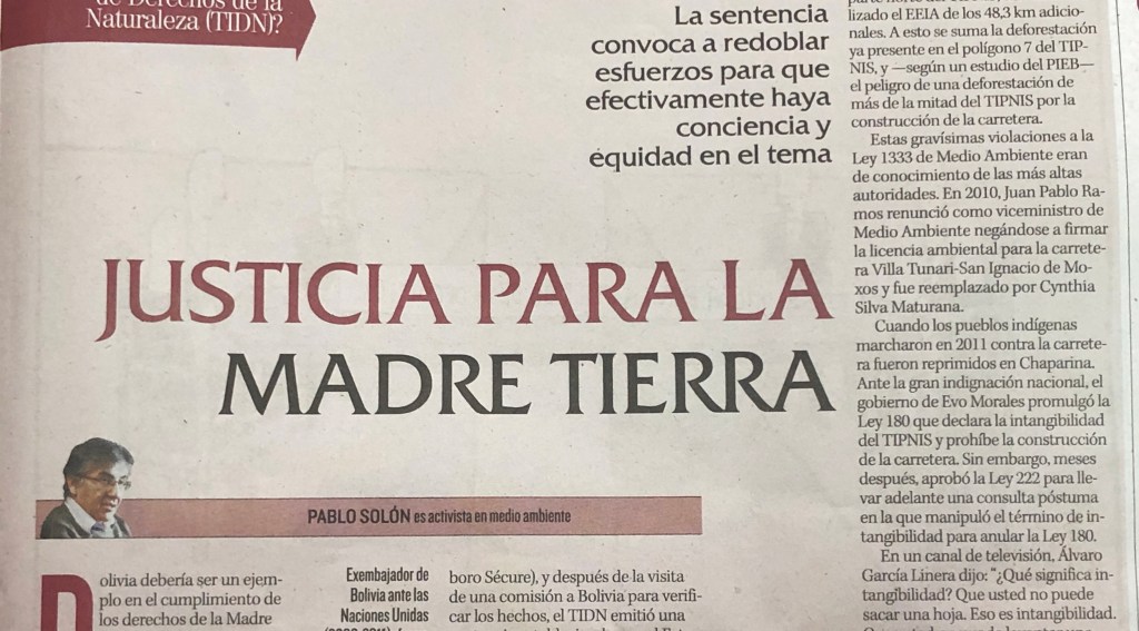 TIPNIS: Justicia para la Madre&nbsp;Tierra