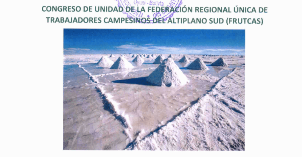 Congreso de FRUTCAS exige toda la información y 100% de participación estatal en industrialización del&nbsp;litio